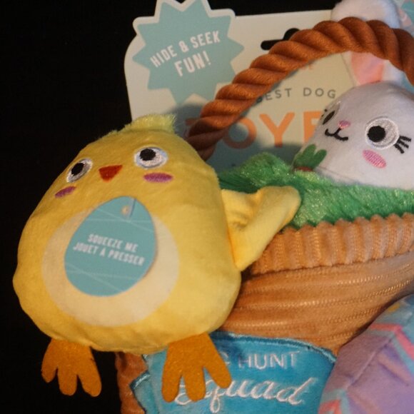 Hide & Seek Easter Basket Plush Dog Toy Small to Medium Squeaker Crinkle - Picture 3 of 8